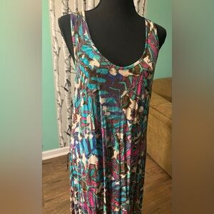 Racerback multi print maxi dress